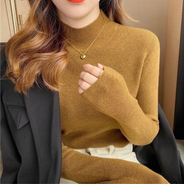 Suéter Feminino Básico Slim Casual