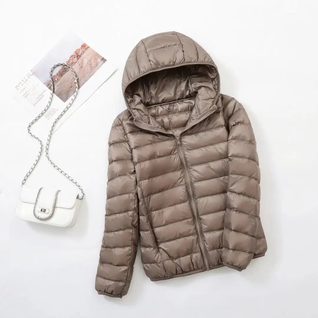 Jaqueta Puffer Feminina Com Capuz