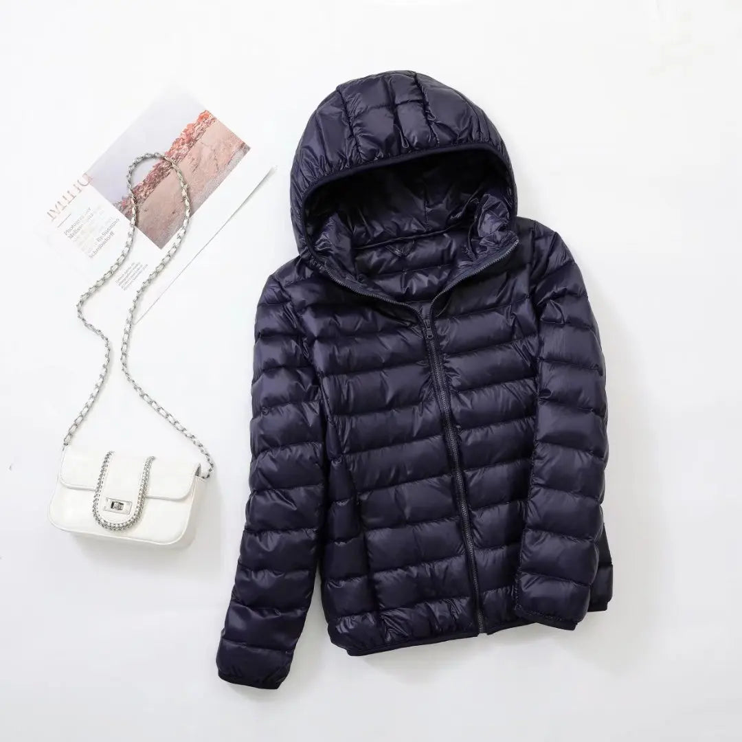 Jaqueta Puffer Feminina Com Capuz