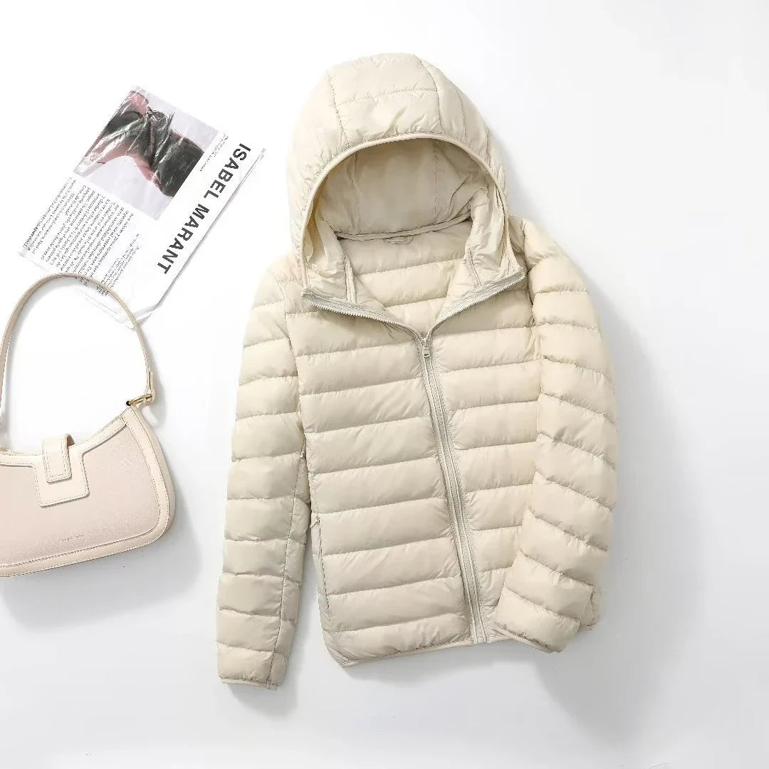 Jaqueta Puffer Feminina Com Capuz