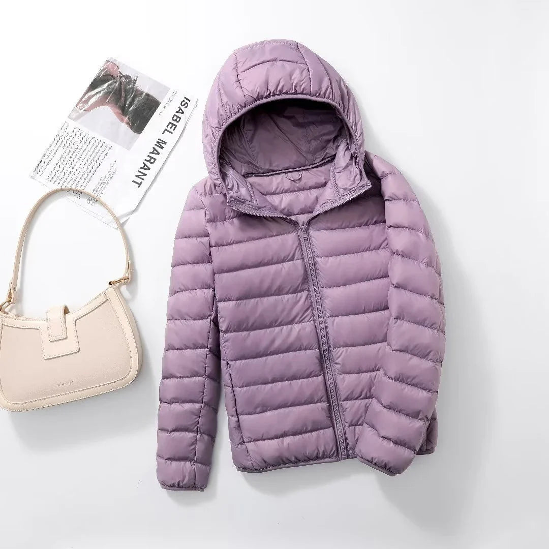 Jaqueta Puffer Feminina Com Capuz