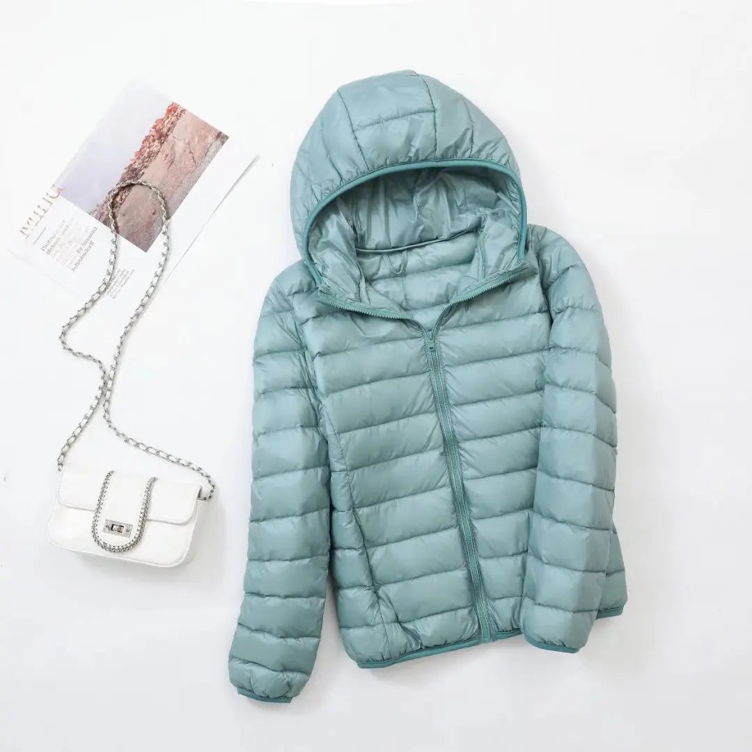 Jaqueta Puffer Feminina Com Capuz
