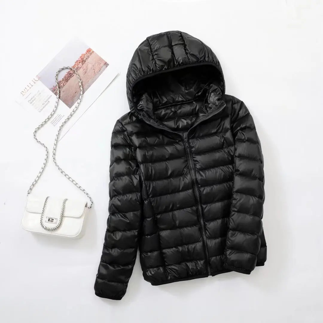 Jaqueta Puffer Feminina Com Capuz