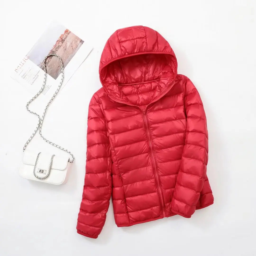 Jaqueta Puffer Feminina Com Capuz