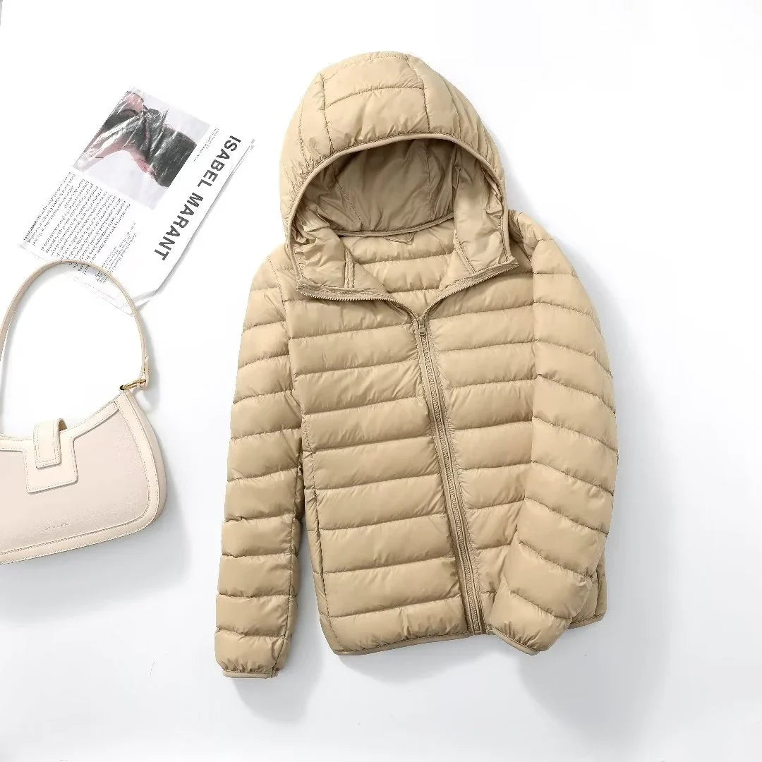 Jaqueta Puffer Feminina Com Capuz