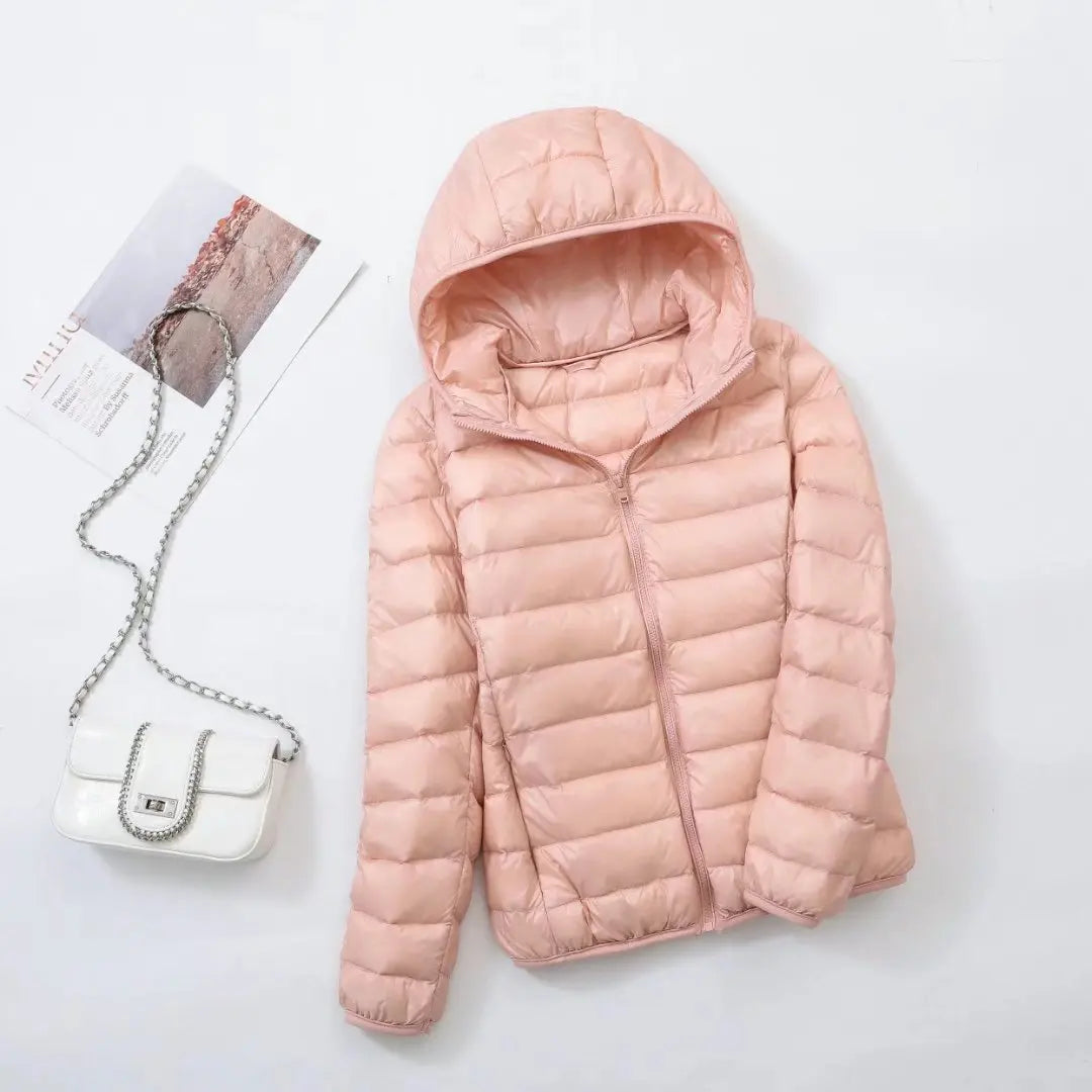 Jaqueta Puffer Feminina Com Capuz